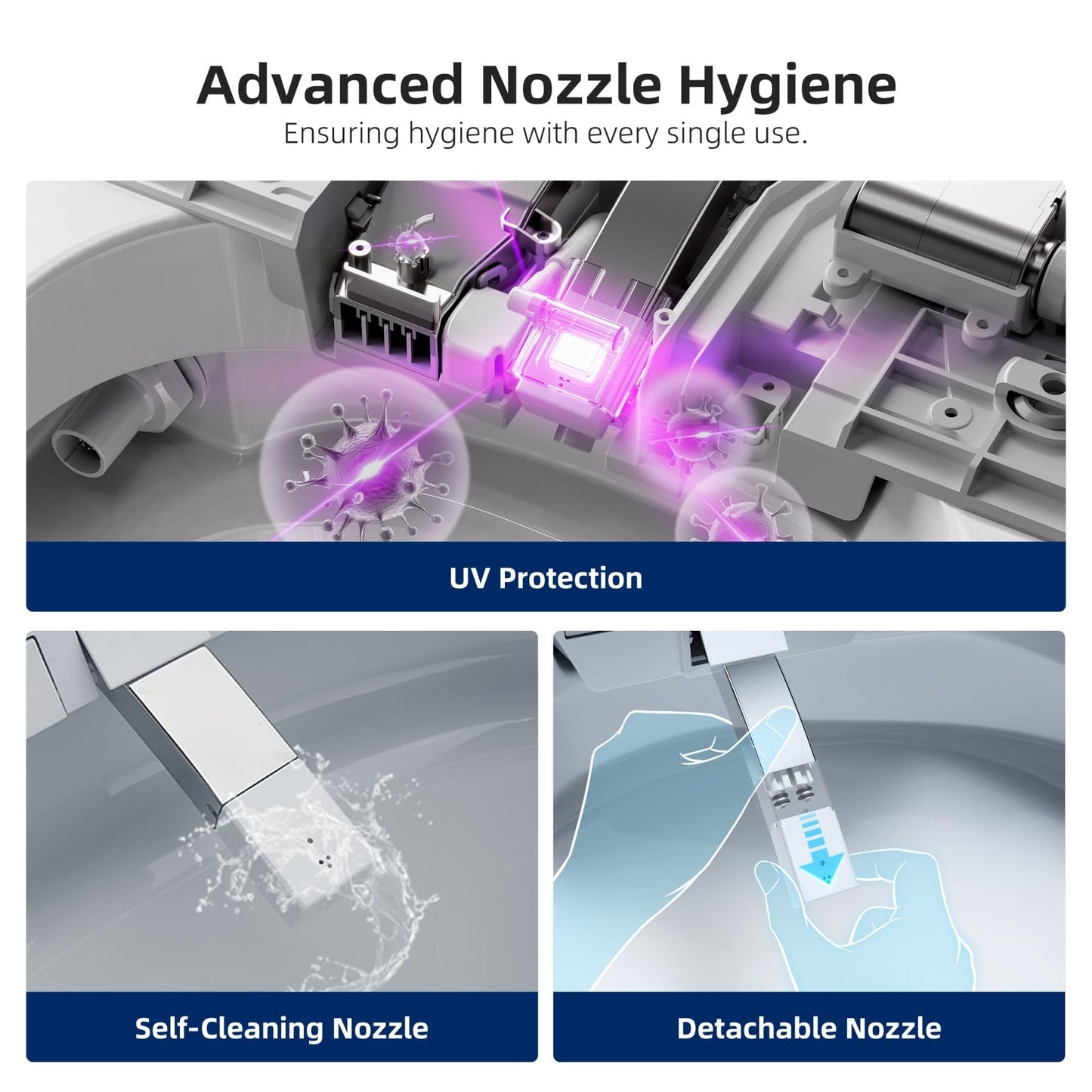 RekeSmt Smart Toilet with Bidet, ADA Comfort Height, UV-C Light, Foam Shield, Auto Open Close & Men's Urinal Auto Flush, 12" Rough-in One Piece Bidet Toilet with Tank, RKS-X700 MAX