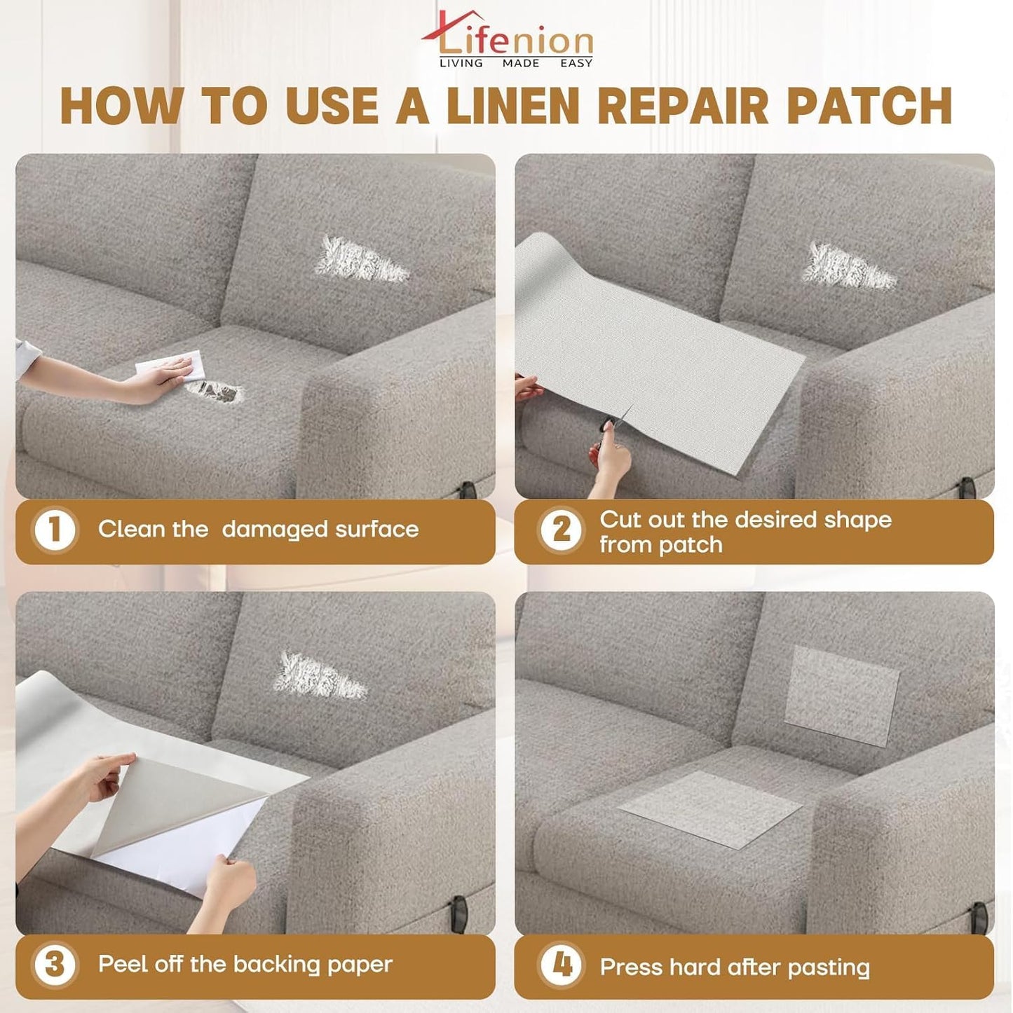 Fabric Repair Patches, Linen Self-Adhesive Fabric Repair Tape, Strong Sticky Linen Patch for Sofas, Tote Bags, Clothing, Car Seats, Furniture（Blue Gray, 3.5X79 inch）