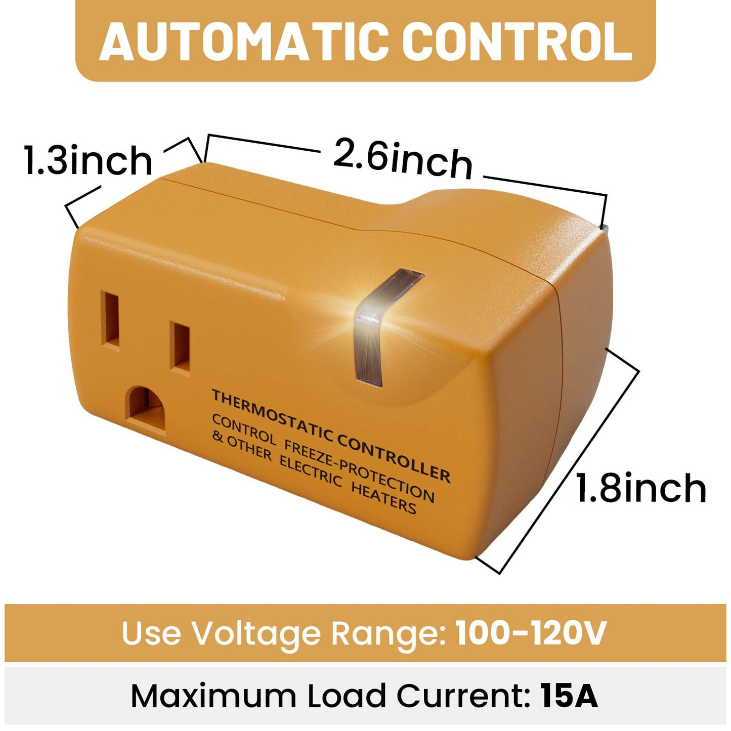 MAXKOSKO 2 PCS Freeze Thermostatically Controlled Outlet，Automatically Turn On Below 38 °F and Off Over 50 °F