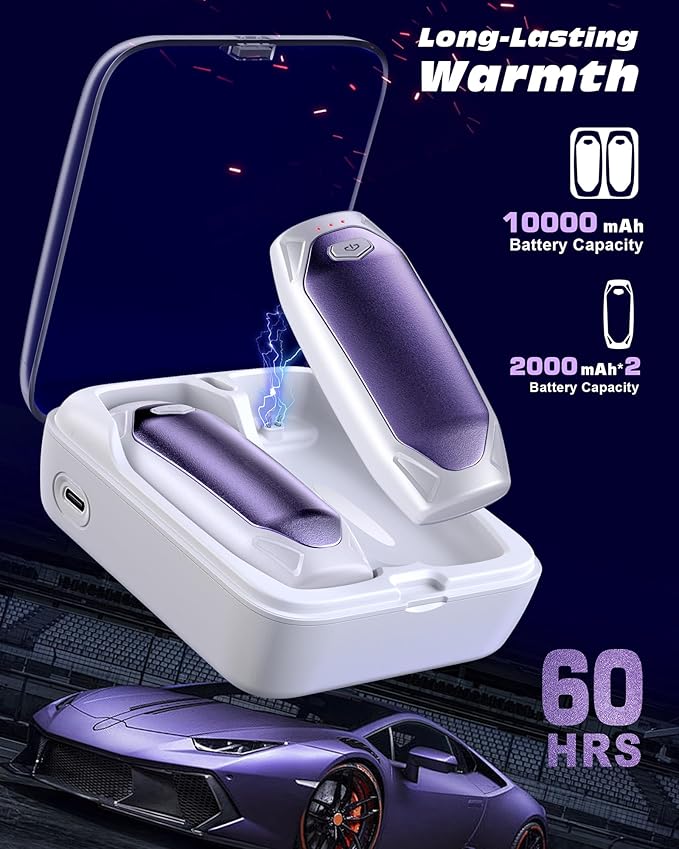 Kesguar Hand Warmers Rechargeable - 2 Pack 14000mAh AI Electric Hand Warmers with Charging Case, Magnetic 2 in 1 Pocket Handwarmers, Portable Heater Gifts for Women/Men/Golf/Camping/Hunting
