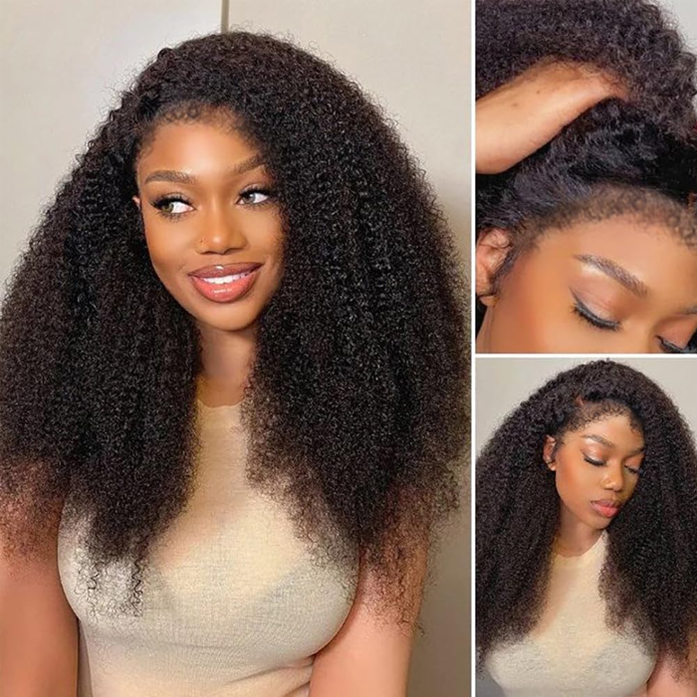 Beauhair Afro Kinky Curly Human Hair Wig 4x4 HD Lace Front Wigs 210 Density Glueless Wigs Human Hair Pre Plucked Brazilian Kinky