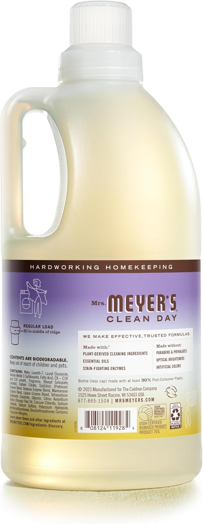 MRS. MEYER'S CLEAN DAY Liquid Laundry Detergent, Biodegradable Formula Infused with Essential Oils, Compassion Flower, 64 oz (64 Loads) (Pack of 4)