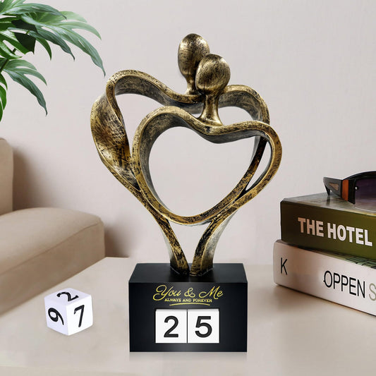 Anniversary Wedding Gifts for Couple Parents Wife Husband(1-99 Years) , Romantic Heart Decoration Couple Sculpture Love Statue for Her and Him, Anniversary Weddings Valentine's Gifts Home Decor(S)