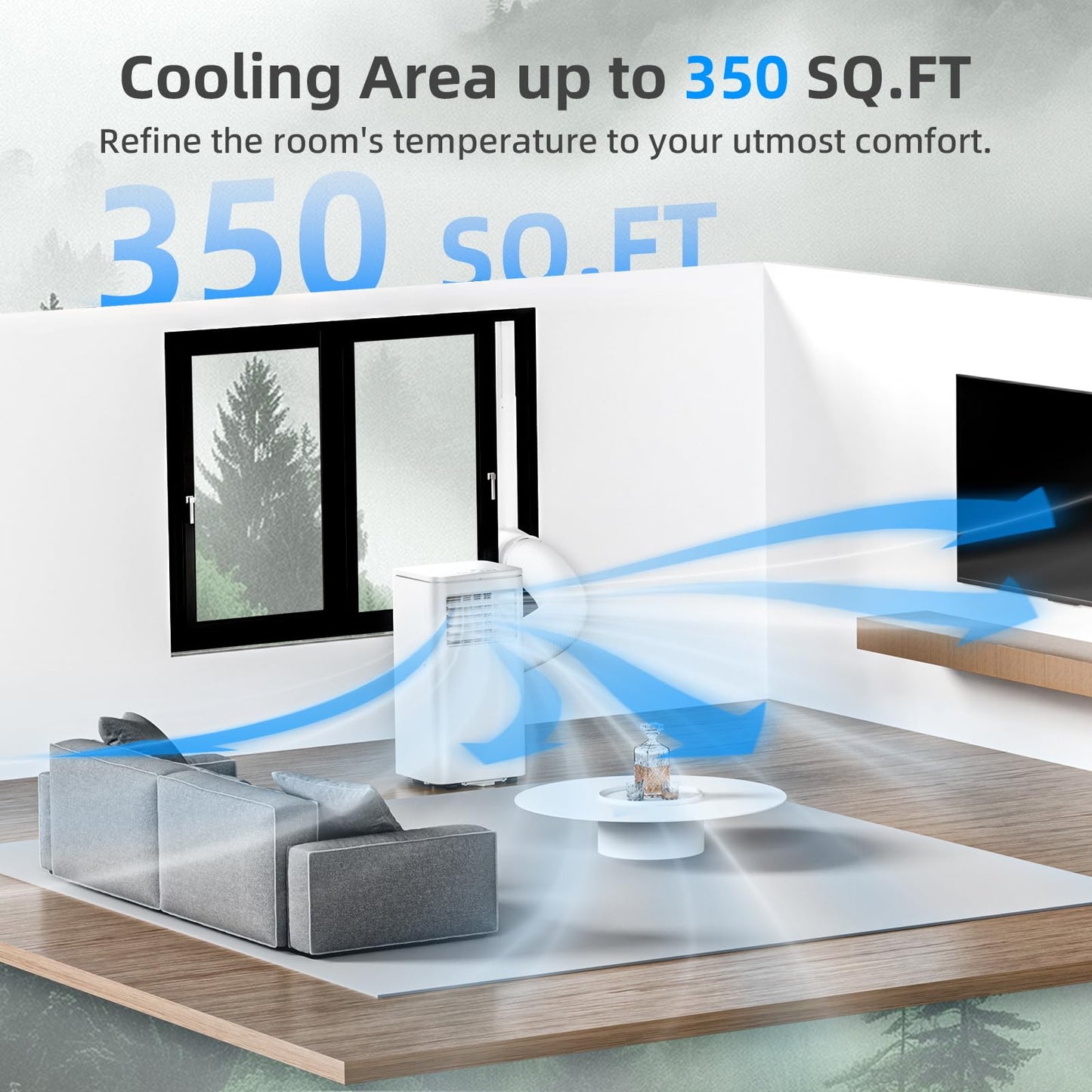 Antarctic Star 8000 BTU Portable Air Conditioner, 4-in-1 AC Unit with Cooling, Dehumidifier & Fan Modes, Sleep Mode, 24H Timer & Remote Control, Moving Wheels & Window Installation Kit