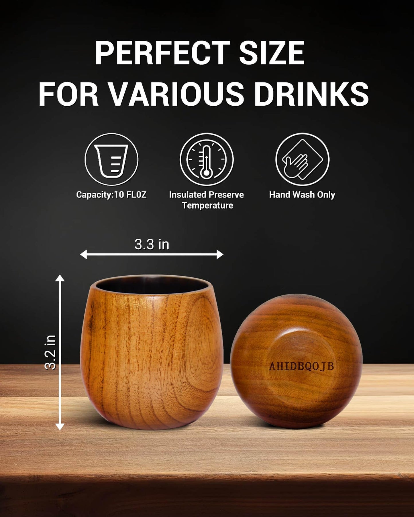 AHIDBQOJB Wooden Bourbon Drinking Glass - Charred Wooden Whiskey Cup - Whiskey Glass for Men - Bourbon Gifts for Men Who Have Everything - Birthday Gifts for Dad Husband Boyfriend or Brother (2 Pack)