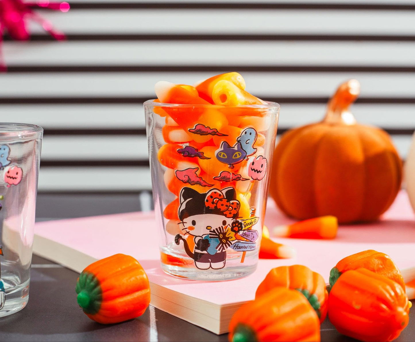 Sanrio Hello Kitty Halloween 2-Ounce Mini Whiskey Shot Glasses, Set of 4 | Home Bar Drinkware