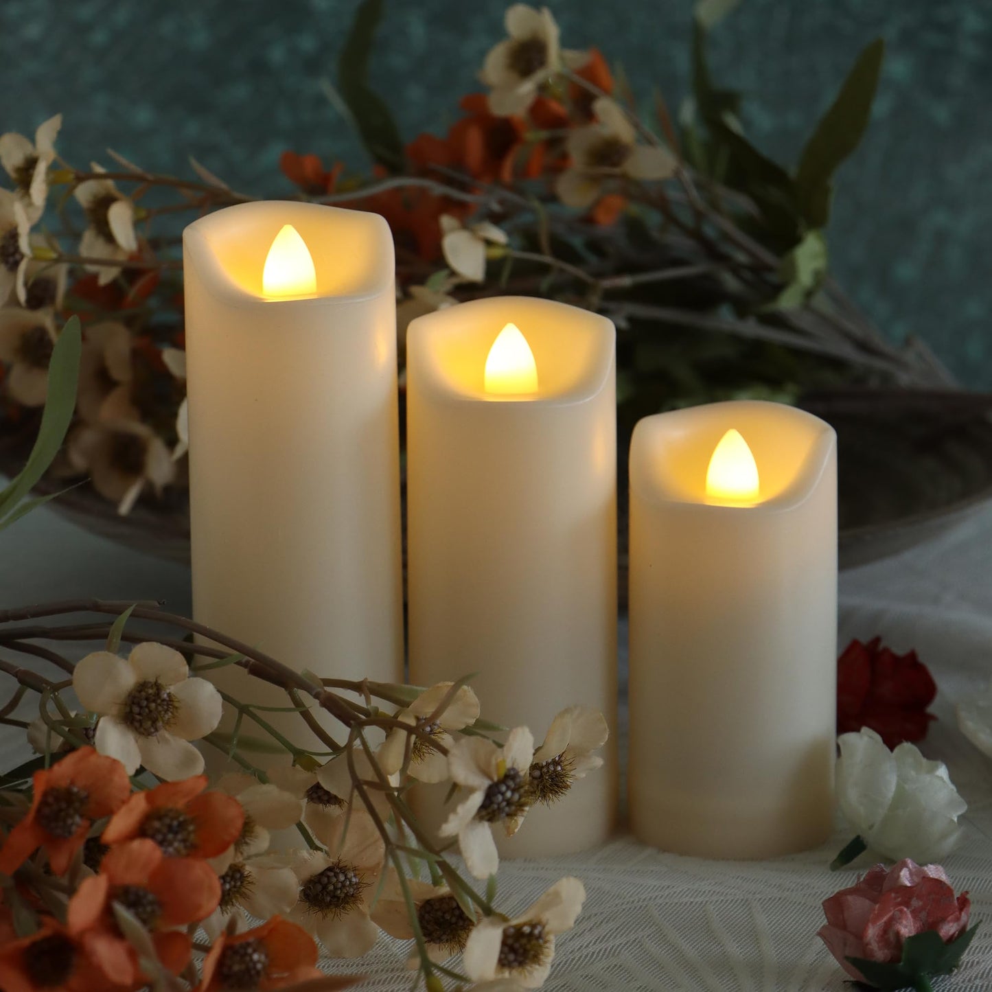 6 Pack Battery Operated Candles 2"x4"/5"/6" Plastic Flickering LED Flameless Candles with Timer Outdoor Waterproof Wedding Party Halloween Christmas Decoration Gifts Realistic Slim Tall Pillar Candles