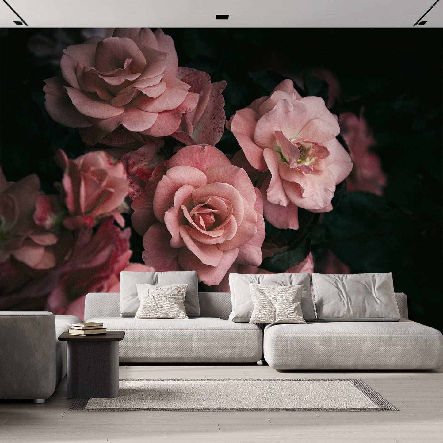 wall26 Removable Wall Sticker/Wall Mural Close Up Dark Rose Flower Blossoms Nature Wilderness Photography Decorative Botanical Relax/Calm Floral for Living Room, Bedroom, Office - 132x168 inches