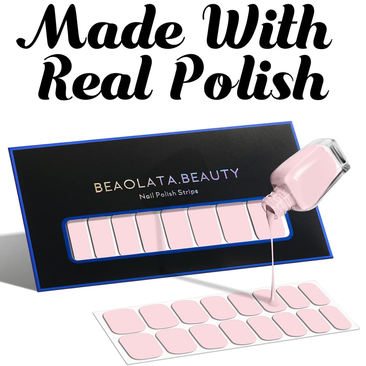 Nail Polish Strips, 32PCS Salon Quality Wraps, Long Lasting Gel Nail Stickers for Women Easy Apply& Remove (Cosmic Indigo)