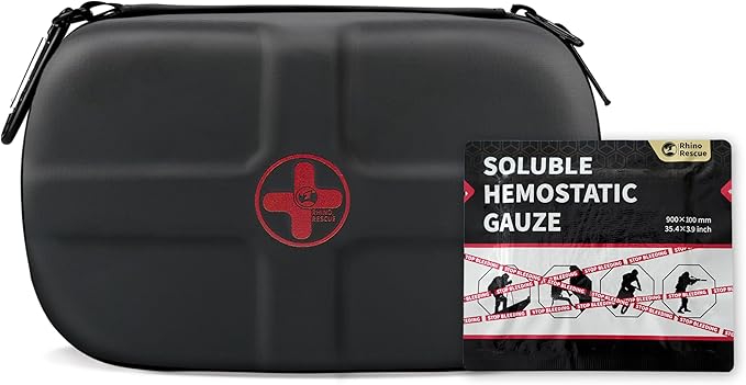 RHINO RESCUE First Aid Kit with Hemostatic Gauze, Waterproof Portable Emergency Medical Kit for Travel, Home, Car, College...
