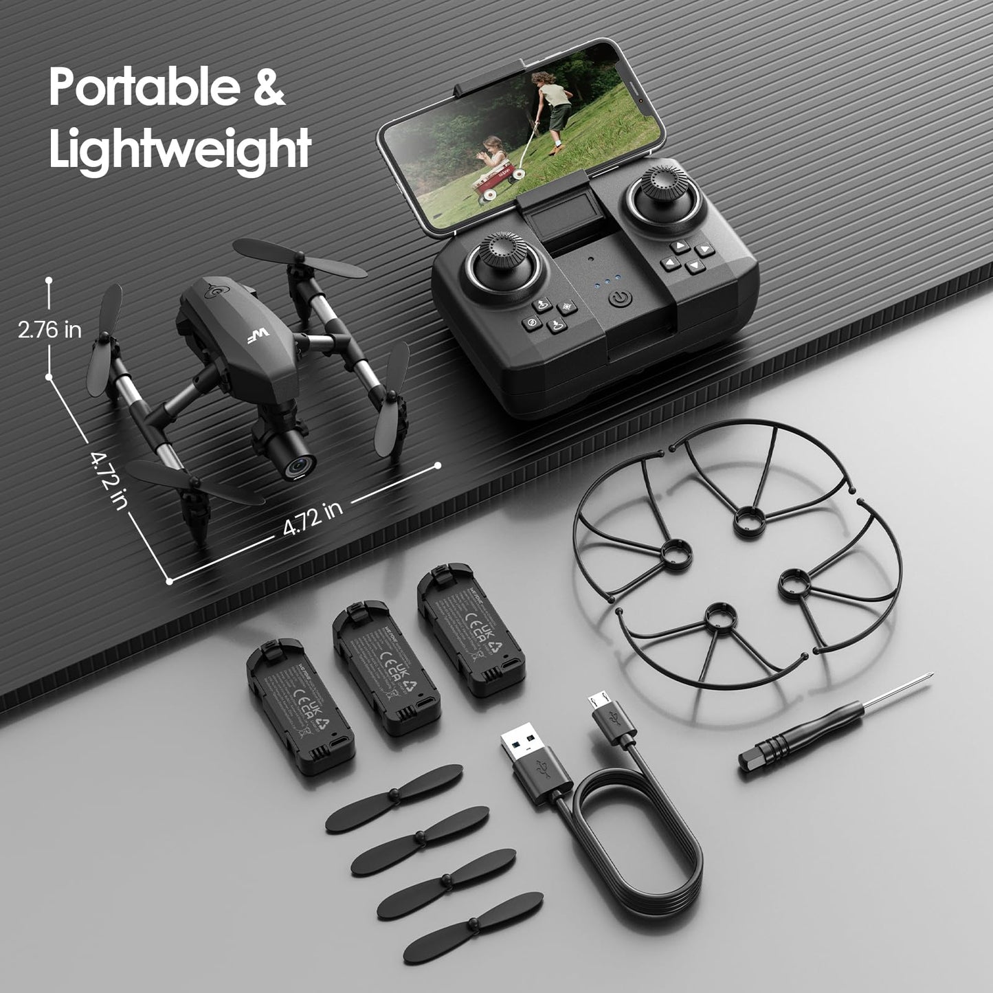 Drone with Camera for Kids 1080P, Wefone Mini Drone for Beginners Adults Small RC Dron HD FPV Quadcopter with Optical Flow Positioning, 3 Batteries, 3D Flip, One Key Start, Toy Gifts for Boys Girls