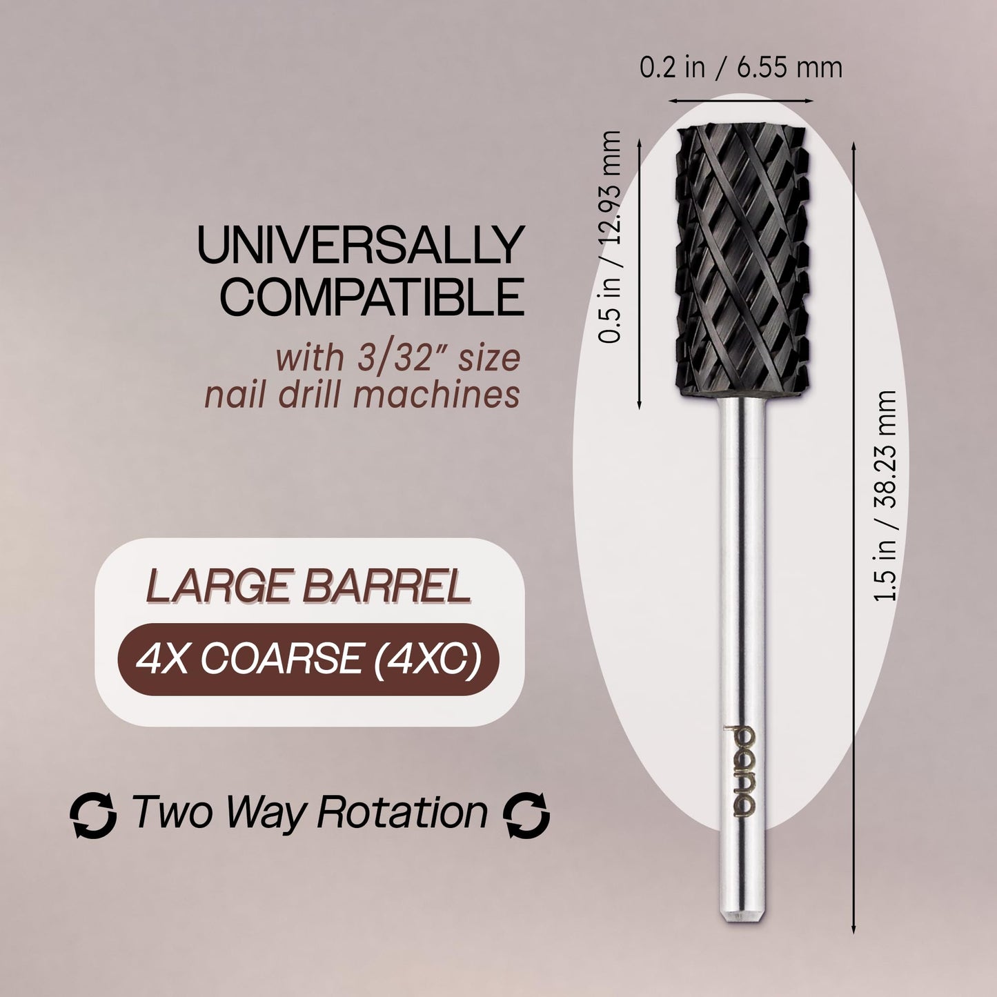 PANA Professional 3/32 Shank Size - Flat Top Large Barrel Carbide Bit - Nail Drill Bit for Dremel Machine (Silver, Gold, DLC Bla