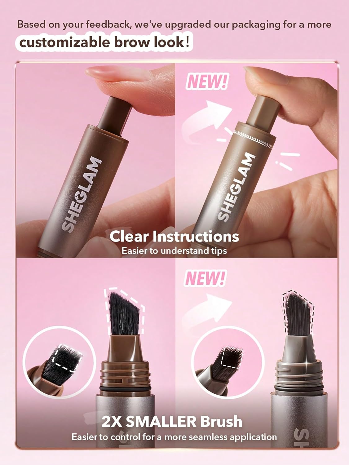 SHEGLAM Brow-Fection Angled Brush & Dip Upgraded Microblading Eyebrow Pen Long Lasting Waterproof Easy To Color-Taupe