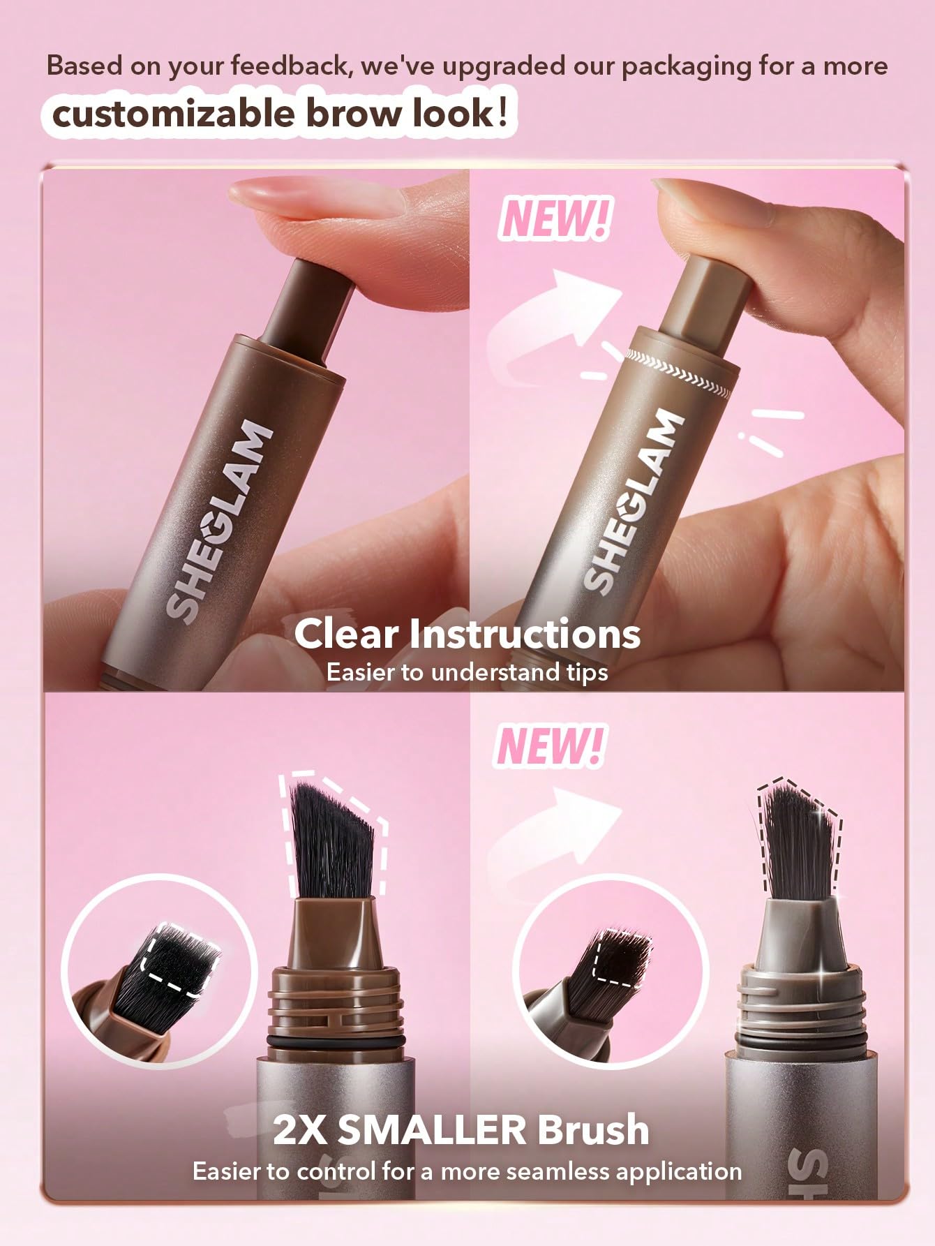 SHEGLAM Brow-Fection Angled Brush & Dip Upgraded Microblading Eyebrow Pen Long Lasting Waterproof Easy To Color-Charcoal