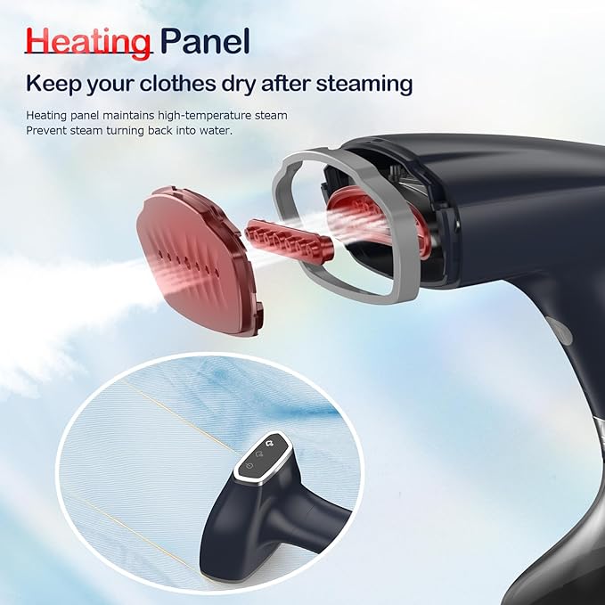 BEAUTURAL Handheld Garment Steamer for Clothes, Handheld Steamer with Foldable Design, Easy to Remove Wrinkles, 1500W, 25-Second Fast Heat up, 2 Steam Level Setting with Continuous Steaming