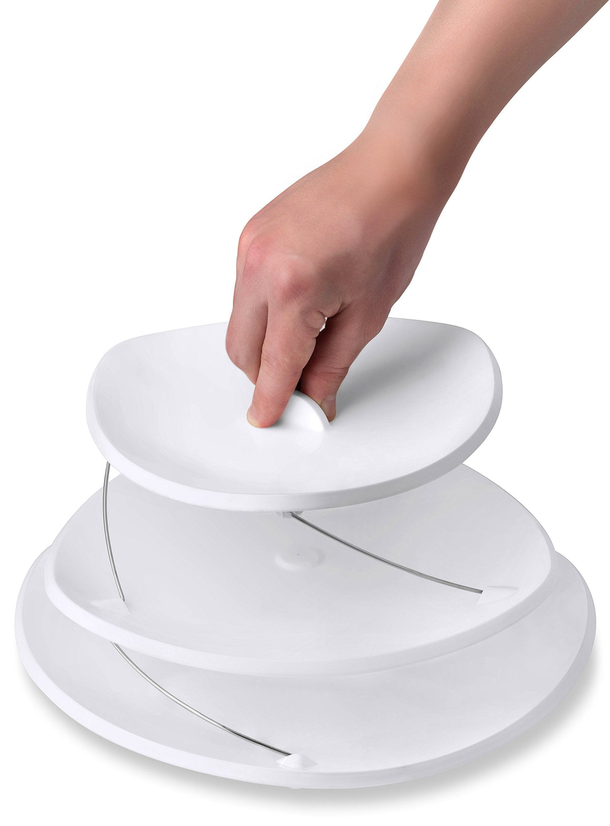 Masirs Collapsible 3-Tier Party Tray: Decorative Design Folds for Minimal Storage. an Elegant Serving Tray for Sandwiches, Cake, Sliced Cheese, and Deli Meat.