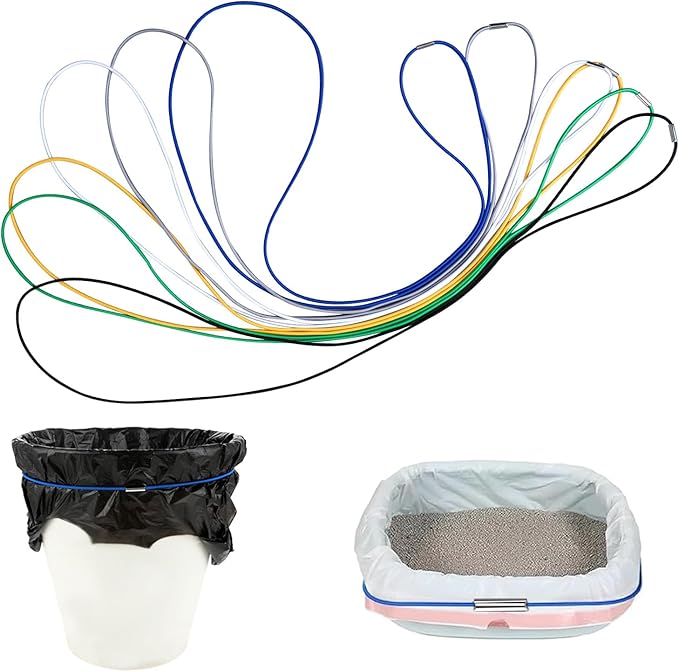 6 PCS Trash Can Rubber Bands Adjustable Elastic Garbage Bin Straps Garbage Bag Bands to Hold up Bags Multifunction Large Rubber Band for Outdoor Kitchen Office Picnic Camping Party