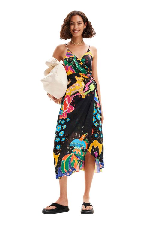 Desigual Women's Standard Woman Woven Dress Swimwear, Black