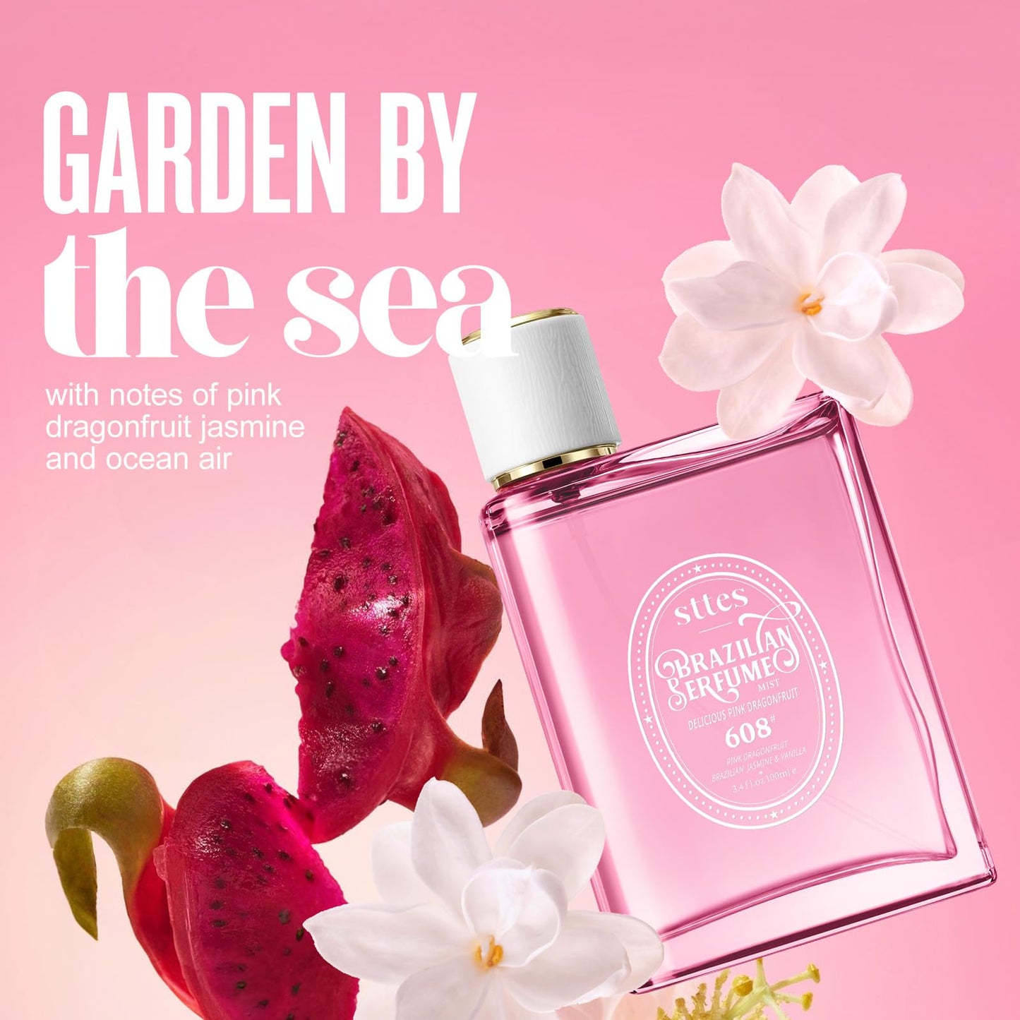 Sttes Perfume 608# (Delicious Pink Dragonfruit) - Eau de Perfume 100ml (3.4fl oz) Fruity and Floral (Vanilla + Jasmine + Red Pitaya)