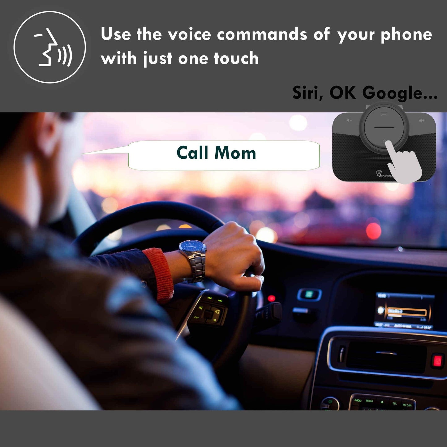 VeoPulse Car Speakerphone B-PRO 2 Hands-Free kit, 6W Hi-Fi Speakers, with Bluetooth Automatic multipoint Cellphone Connection
