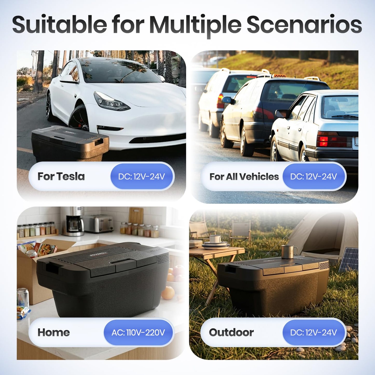 ROVEROLL Tesla Cooler Model Y, 37 Quart Portable Car Refrigerator Trunk Fridge Freezer with App, Control Panel, LED Light, 12/24V DC&120~240V AC, for Tesla, Home, Outdoor, Camping, -4℉~68℉