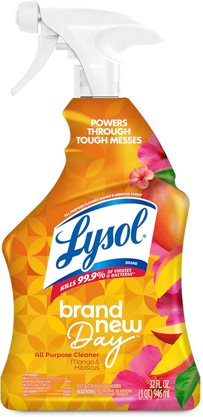 Lysol All Purpose Cleaner Spray, Multi-Purpose Disinfecting Spray, Kitchen & Bathroom Cleaner, Mango & Hibiscus Scent, 32 ...
