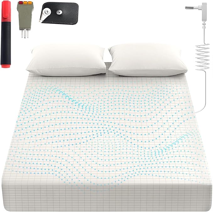 Sayorg Grounding Sheets King, 90% Organic Cotton+ 10% Pure Silver Fiber,Grounded Bed Sheet Kit, Deep Pocket Grounded Bed Sheet, Relieves Pain - Used for Healthy Sleep Therapy (White, Queen)