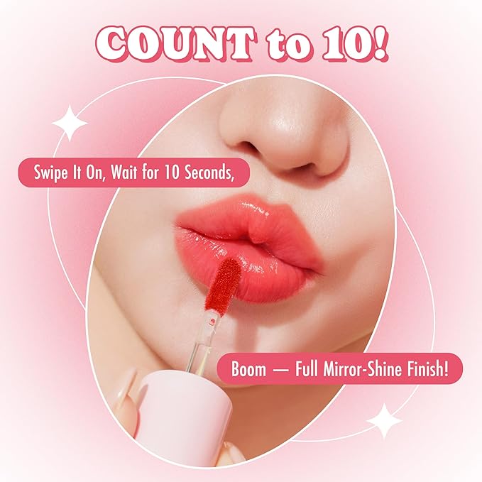 Peach C Jelly Beam Tint - Long Lasting Korean Lip Tint Stain Plumping Jelly Lip Gloss - Lightweight, Moisturizing & Buildable Lip Makeup Jelly Tint Blush with Vitamin E (Heart Feel, 0.07 oz)