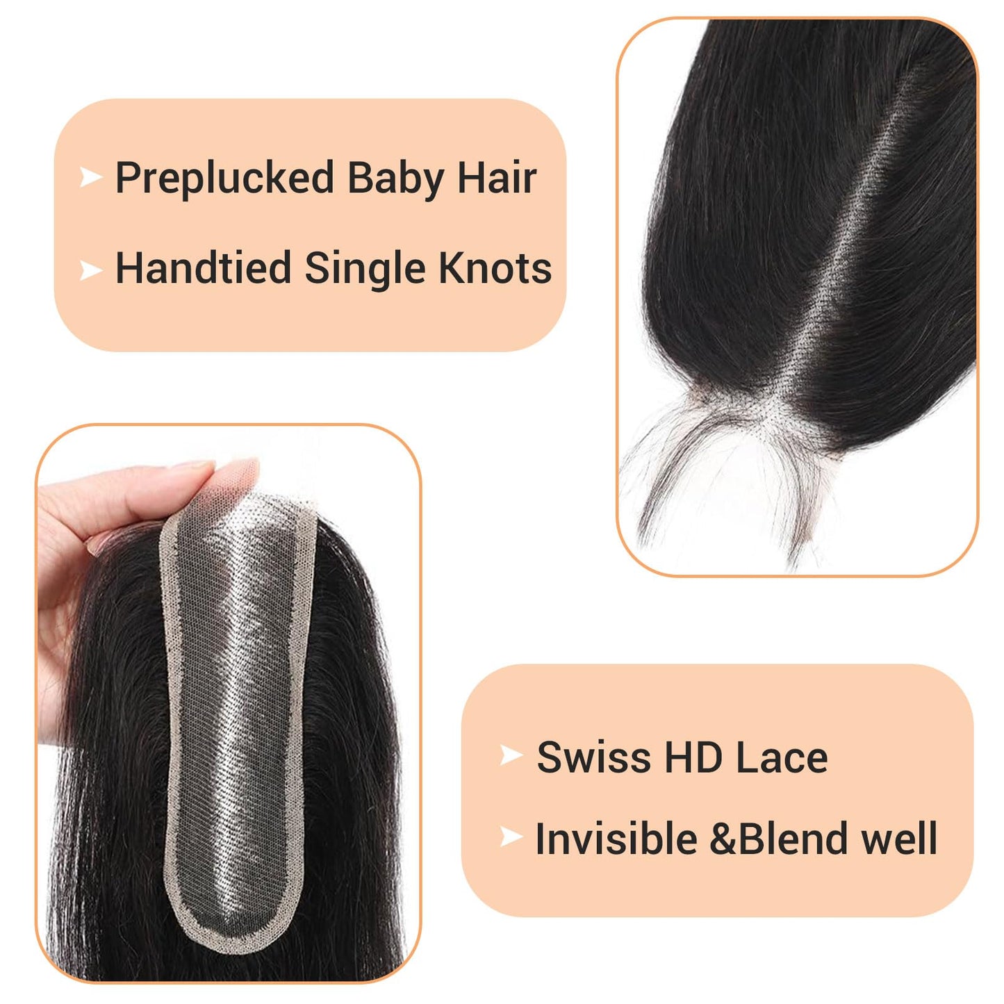 2x6 HD Lace Closure Body Wave Transparent 2 by 6 HD Lace Closure 14 Inch 100% Brazilian Virgin Unprocessed Middle Part Human Hai