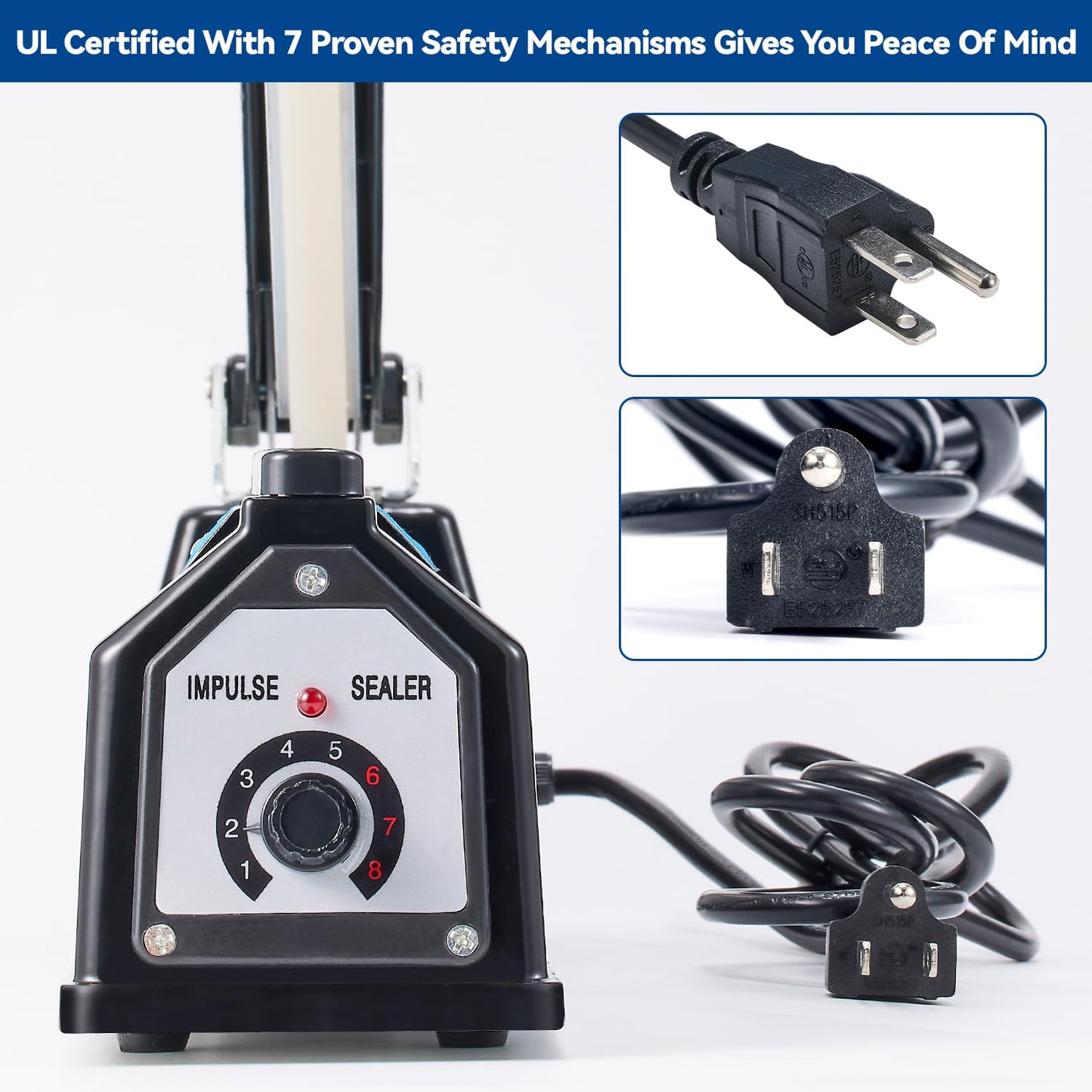LinsnField Sealer Pro, Patented 12inch Impulse Heat Bag Sealer, 7mm Sealing Width Poly Bag Seal Machine, 2 Replacement Kits 1 Extra Fuse Included, Black