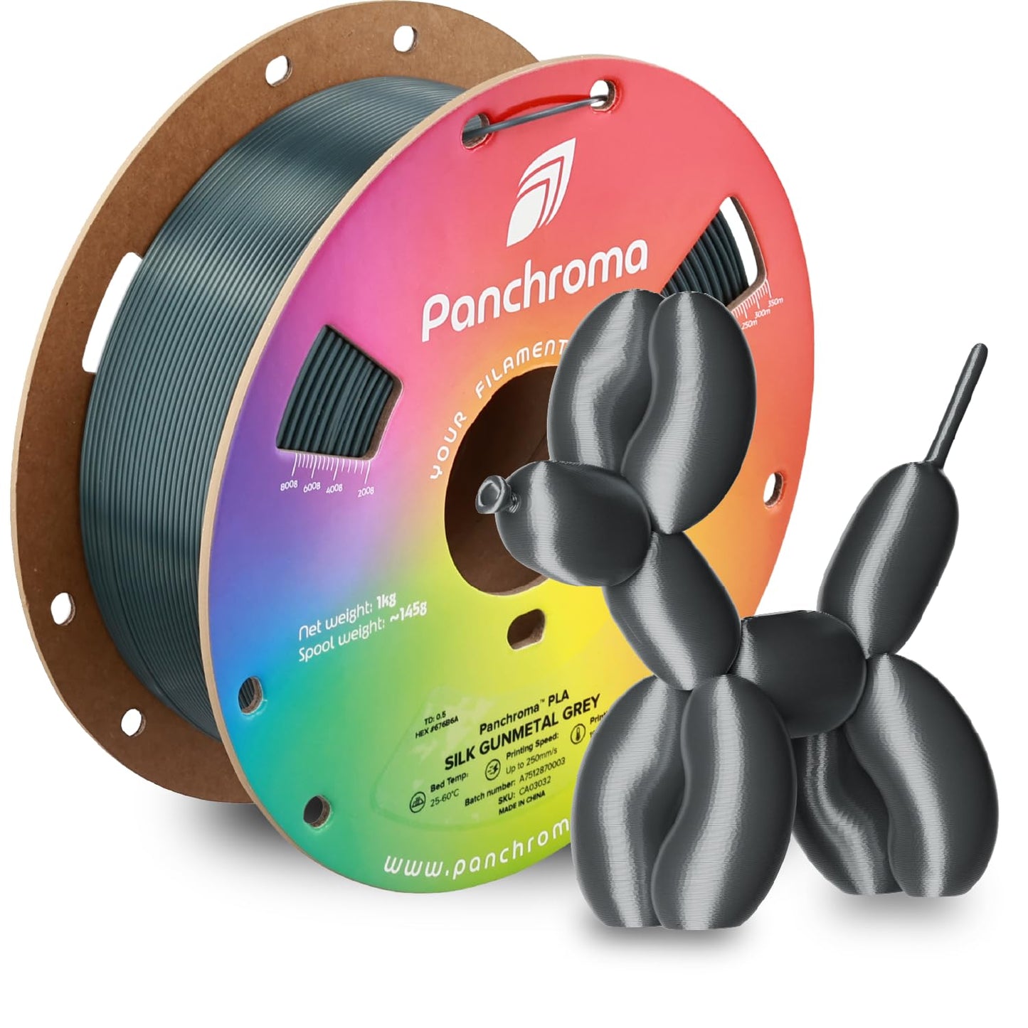 Polymaker Panchroma Silk PLA Filament 1.75mm 1kg, Shiny Gunmetal Grey, New and Improved Formula, Better Strength, Printing Speed