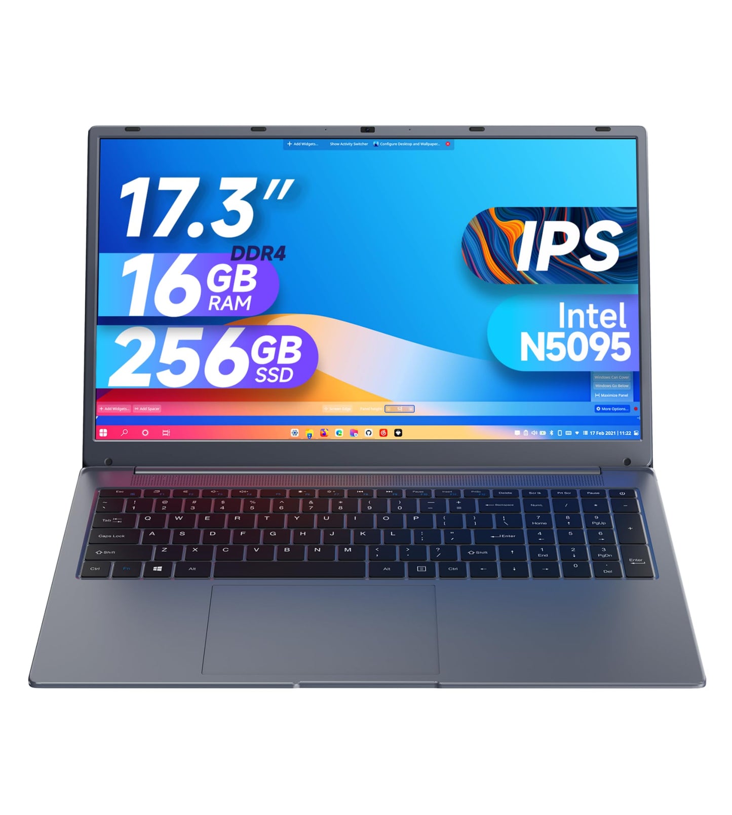 Ijkkji Laptop - Laptop Computer, 17 Inch Laptop, 16Gb Ddr4 Ram 256Gb Ssd, Intel Celeron N5095, Computers With Win 11, 1920 X 108
