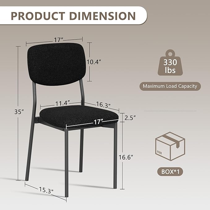 Einhomn Upholstered Dining Chairs Set of 4, Stackable Modern Dining Room Chairs, Kitchen Chairs w/Soft Velvet Backrest & Sturdy Metal Legs for Restaurant, Living Room, Black