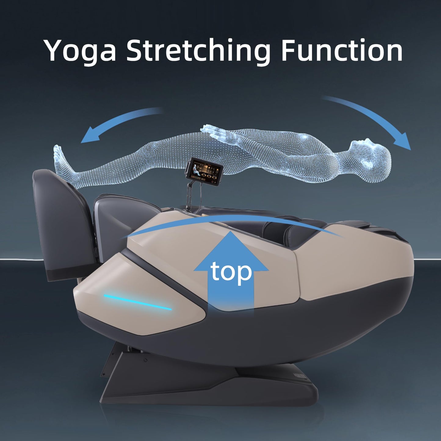 MassaMAX 4D Massage Chair for Smart Comfort, Full Body Recliner with Deep Yoga Stretch, Touchscreen & AI Voice Control, 55" SL-Track, Body Scan, 165°Zero Gravity, Auto Footrest Extension, and Heating