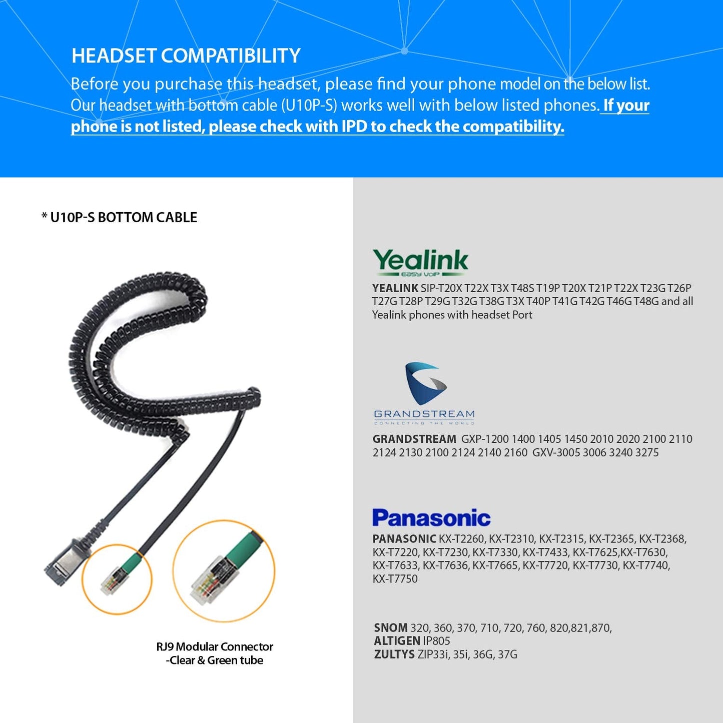 Ipd Iph-160 Phone Headset With Noise Cancelling Microphone For Office And Call Center - Compatible With With All Yealink Sip,Sno