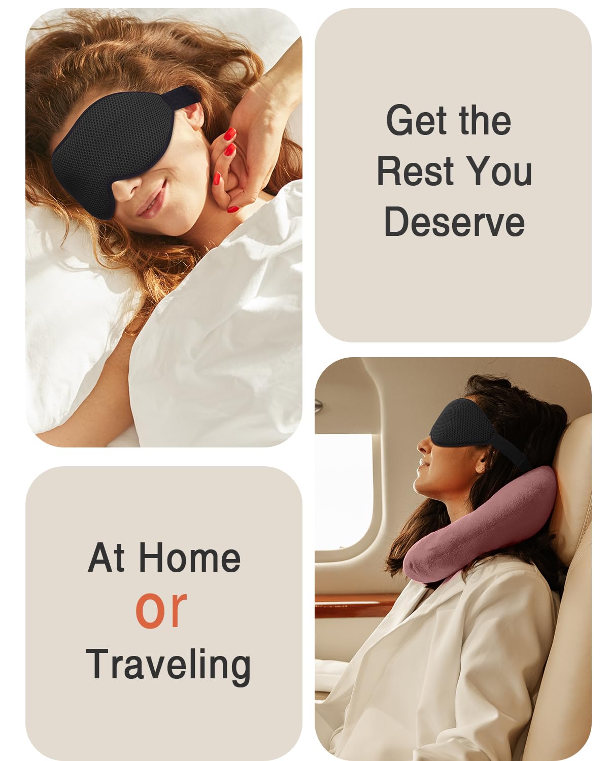 MABAO 2 Packs Sleep Mask for Side Sleeper, Eye Mask for Sleeping Women Men, 3D Contoured Cup No Eye Pressure 100% Light Blocking Sleeping Mask with Adjustable Strap Night Blindfold Flight, Nap, Black