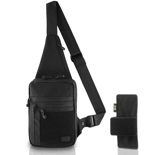 M-Tac CCW Sling Bag for Men & Women - EDC Shoulder Bag Tactical - Crossbody Concealed Carry Bag - Mens Chest Pack (ELITE Black Loop Panel)