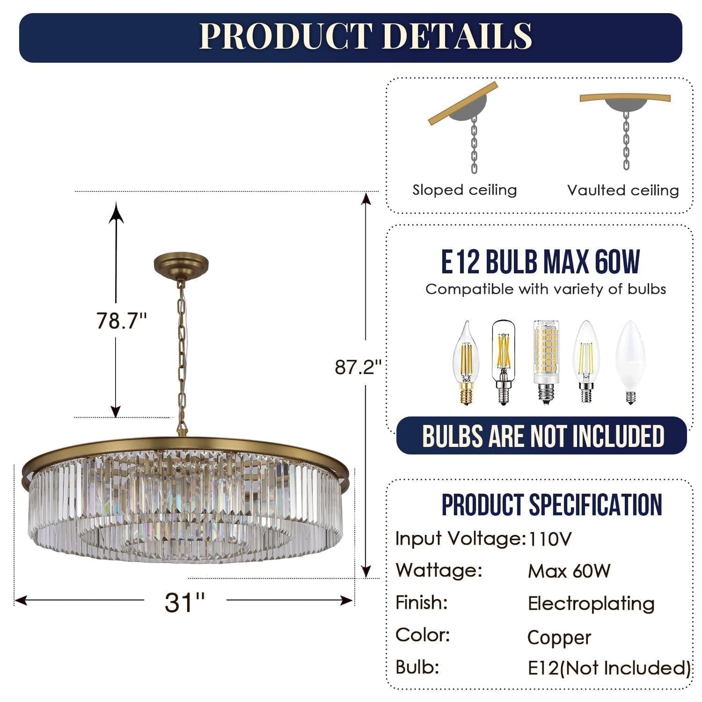 GMlixin Large Crystal Chandelier Modern Luxury Pendant Ceiling Lights Fixture Antique Gold Chandelier for Dining Room Living Room 12-Lights 3-Tier Raindrop Chandeliers Lighting (Gold, Dia 31 Inch)