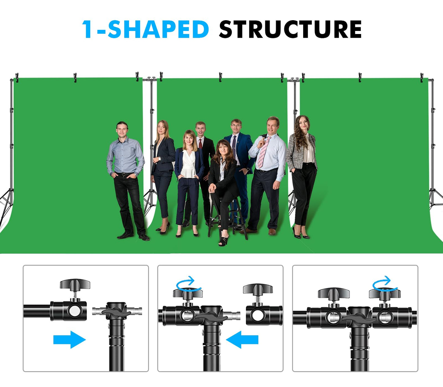 HYJ-INC Photo Video Studio 30ft (Wide) x 10ft (Tall) Heavy Duty Adjustable Width & Length Photography Backdrop Stand Background Support System Kit with 9pcs Clamps, 4pcs Sandbags, Carry Bag