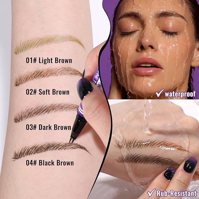 UCANBE Eyebrow Pen, Dual-Curved Eyebrow Pencils for Women, 2-in-1 Brow Pencil with 2-Fork-Tip & Precise Brush-Tip for Natural Hair-Like Brows, Waterproof Microblading Brow Pen Last 24Hrs(Black Brown)