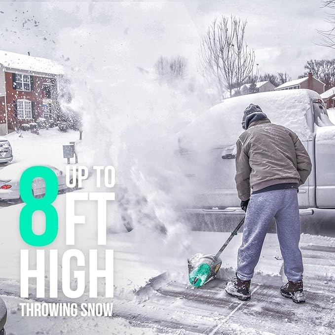 Litheli Cordless Snow Shovel, 20V 12-Inch Battery Powered Snow Thrower, Battery Snow Blower with Auxiliary Handle, with 4.0Ah Li-ion Battery & Charger