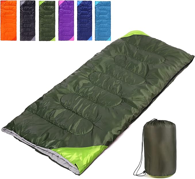 Camping Sleeping Bag for Adults Boys and Girls,Cold and Warm Weather-Summer, Spring, Fall, Lightweight, Waterproof Compact...