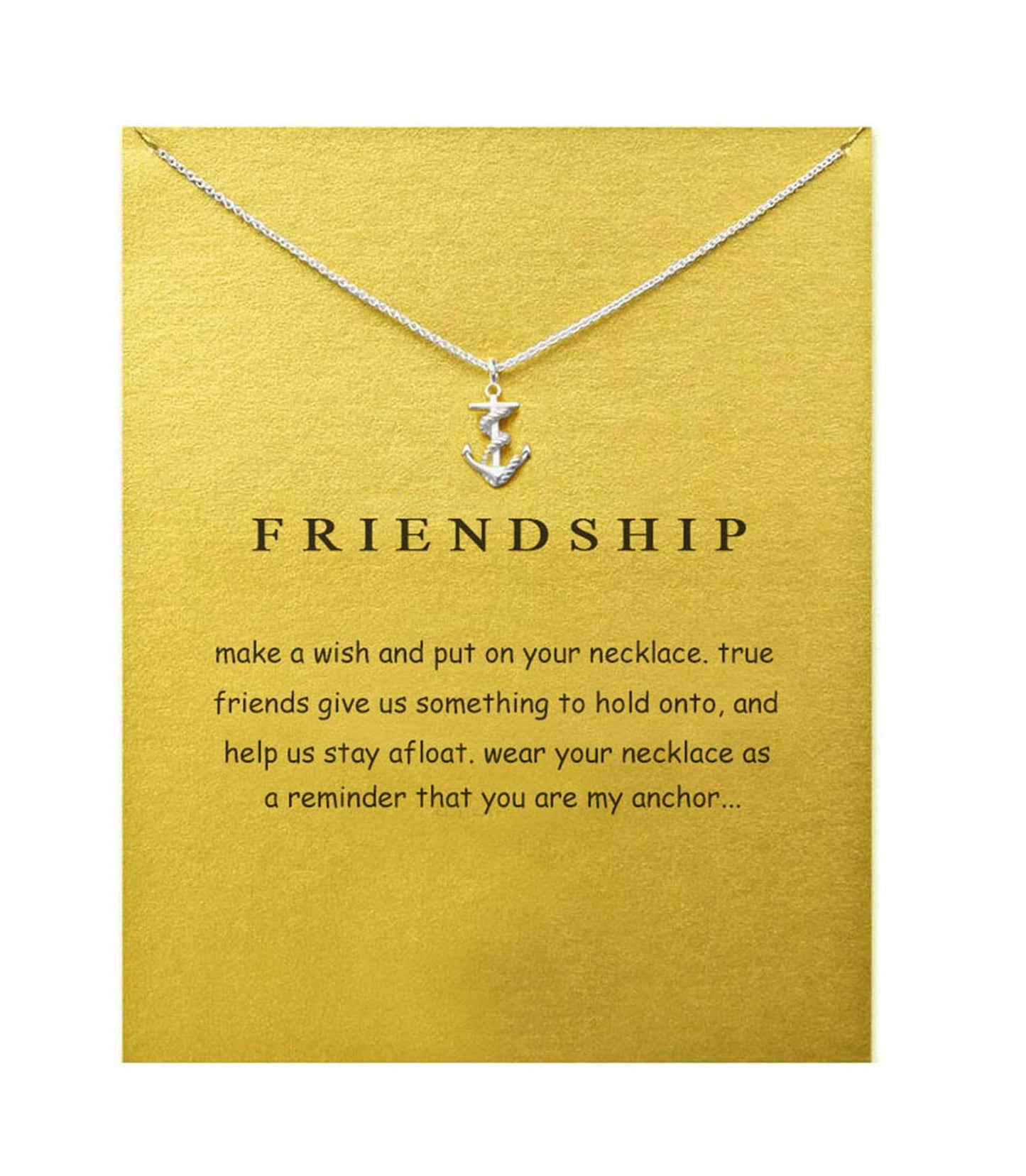 Hundred River Friendship Anchor Compass Necklace Good Luck Elephant Pendant Chain Necklace with Message Card Gift Card (anchor s