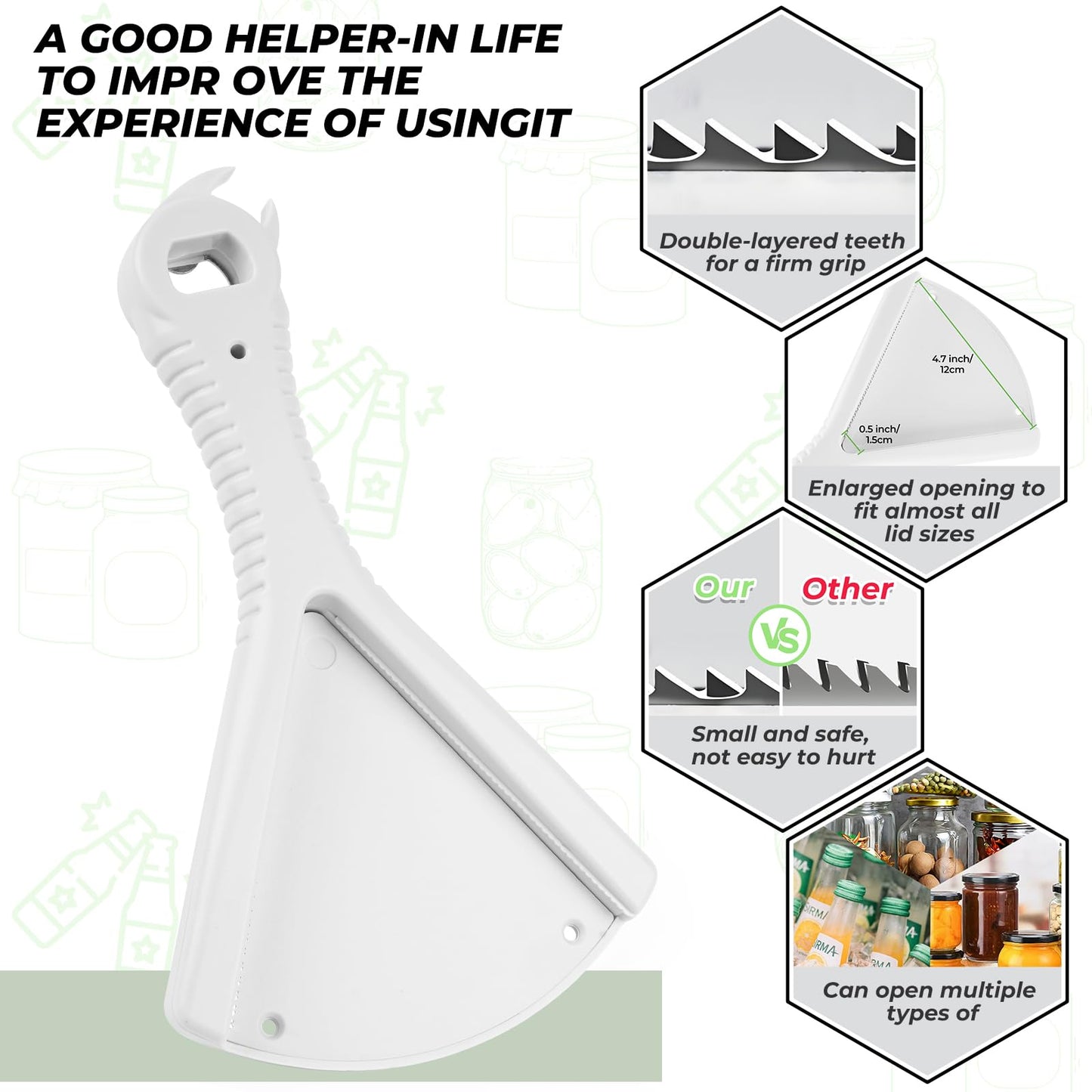 Jar Opener Bottle Opener for Weak Hands, Seniors with Arthritis and Anyone People with Inconvenient Hands,Get Lids Off Easily,Best Gift for Kitchen Gadgets