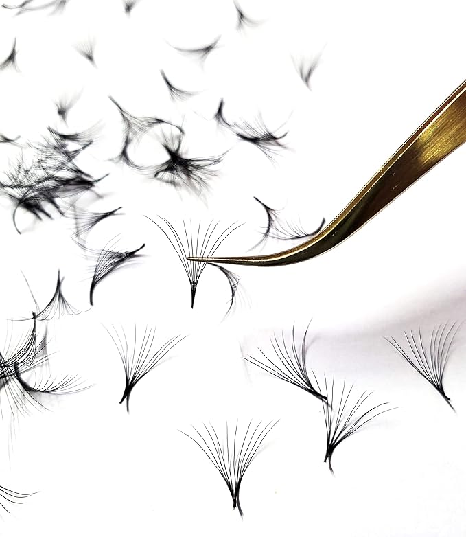10D - 0.07 C and D Curl 1000 Premade volume fans loose Fans, Handmade eyelash extensions supplies Russian volume lash promade fan (10D - 0.07 - Curl D, 14mm)