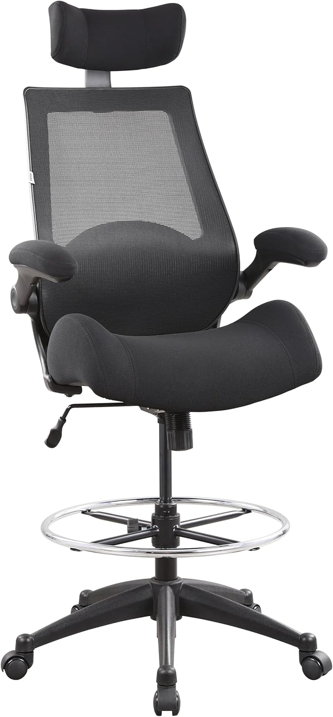 BOLISS Drafting Office Chair 400lbs High Back Wide Standing Desk Chair Comfortable with Flip up Armrests Lumbar Support Ad...