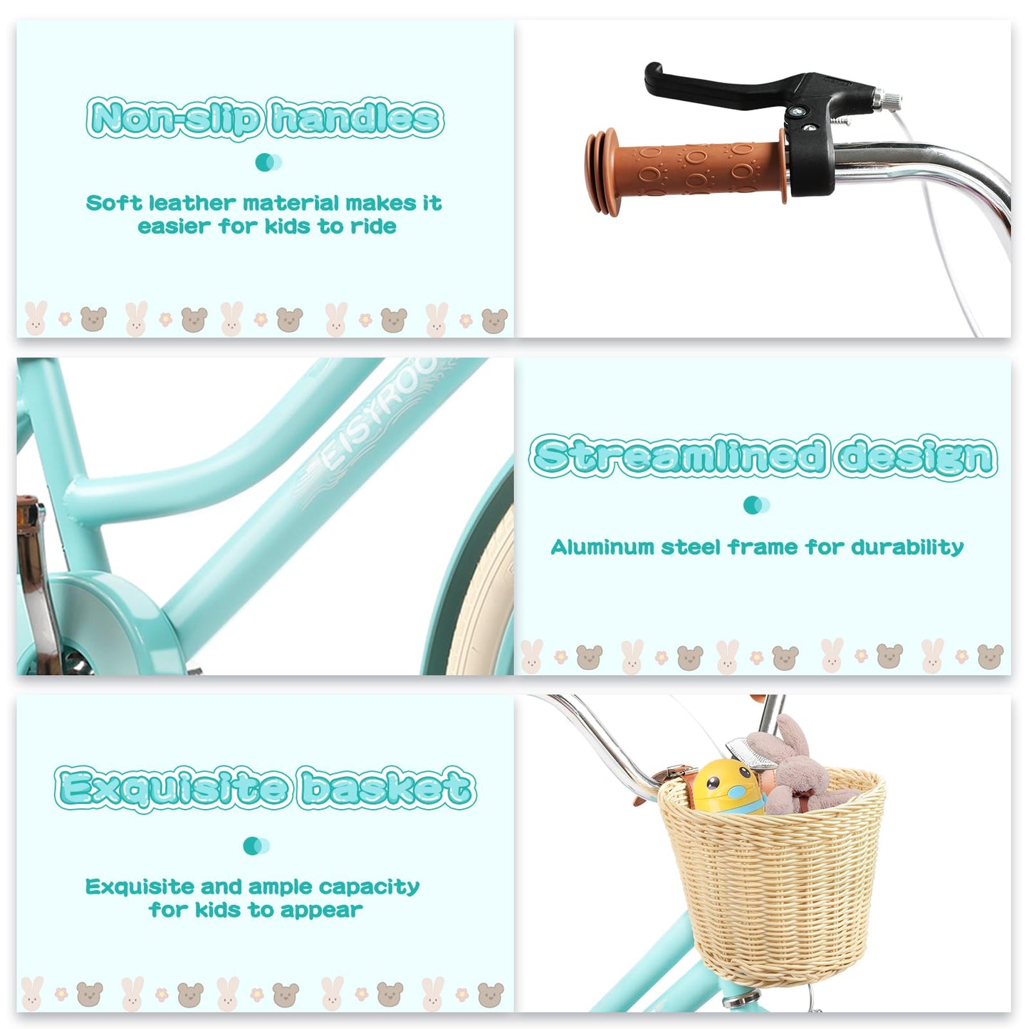 kaiwrxin 20 Inch Girls Bike, Single Speed Kids' Bicycles with Basket and Kickstand, Kids Beach Cruiser Bike for Girls, Adjustable Seat, Multiple Colors (Green)
