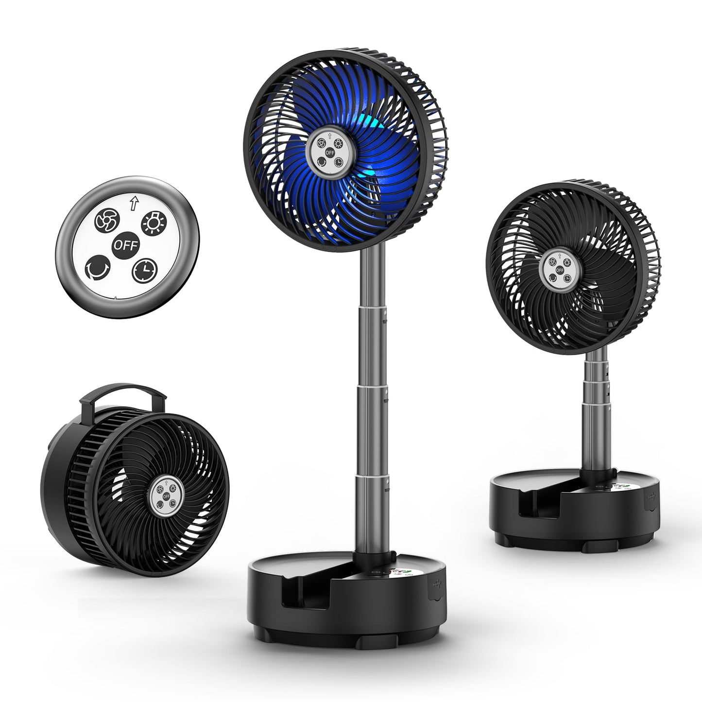 Socool 20000Mah 8 Inch Portable Fan Battery Operated Fans, Oscillating Charging Fan, Remote Control Led Light, 112 Hours Portabl