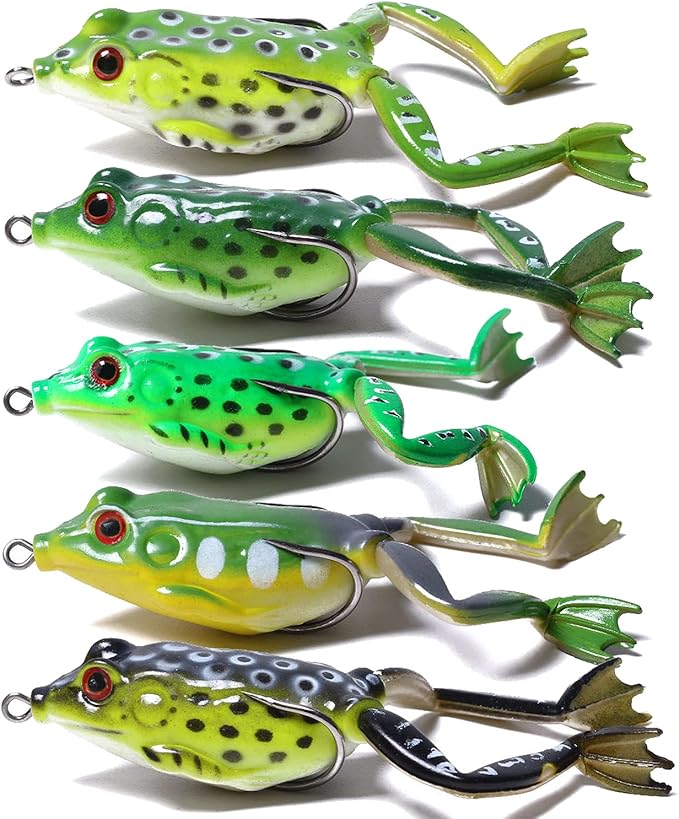 LURESMEOW Frog Lure, Topwater Fishing Lures, Frog Lures for Bass Fishing, Top Water Frog Soft Swimbaits with Weedless Fish...