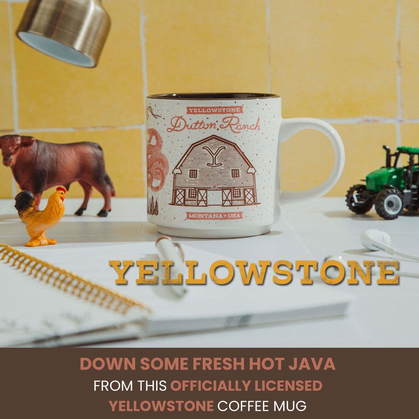 Silver Buffalo Yellowstone Dutton Ranch Ceramic Mug | Coffee Cup For Espresso, Tea, Cocoa | Holds 13 Ounces